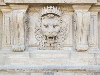the lion's head on a facade