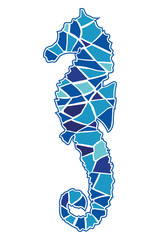 Vector illustration of a mosaic seahorse on white background