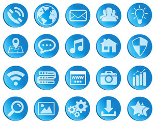Blue web icons set