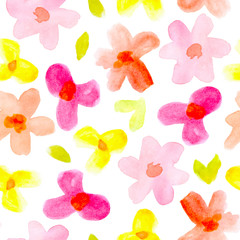 Seamless pattern with watercolor flowers.