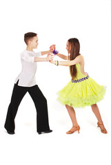 Boy and girl dancing ballroom dance