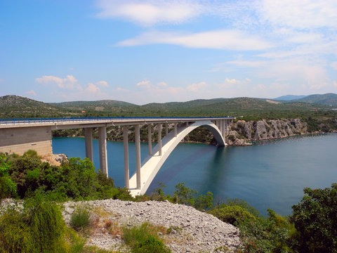 Bridge to the city of Sibenik, Croatia.