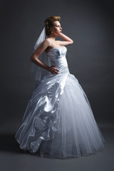 young beautiful bride in wedding dress