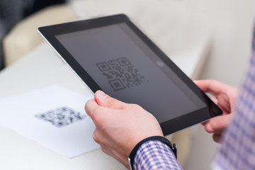 Scanning QR code with tablet computer