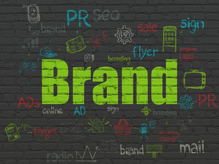 Advertising concept: Brand on wall background