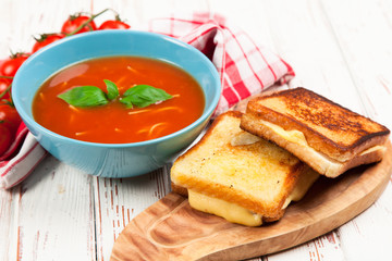 Tomato soup and basil