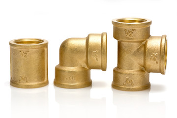 brass fittings for plumbing pipes - gon, tee, sleeve