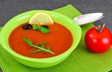 Fresh Homemade Classic Cold Gazpacho Soup.