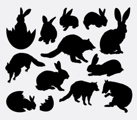 Rabbit, egg, raccoon, easter event animal silhouette. Good use for symbol, logo, web icon, game element, sign, mascot, sticker, or any design you want. Easy to use.