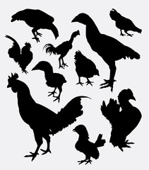 Rooster, cock, hen, chicken silhouette 2. Good use for symbol, logo, web icon, game element, object, mascot, sticker, sign, or any design you want. Easy to use.