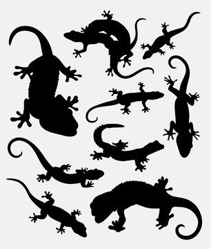 Lizard, gecko, reptile animal silhouette. Good use for symbol, logo, web icon, game elements, mascot, sign, sticker, or any design you want. Easy to use.