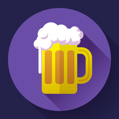 Vector beer glass cup icon. Oktoberfest logo. Flat designed style