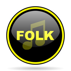 folk music black and yellow glossy internet icon