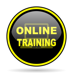online training black and yellow glossy internet icon