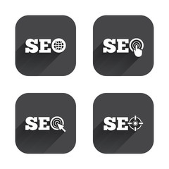 SEO icons. Search Engine Optimization symbols.