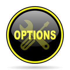 options black and yellow glossy internet icon