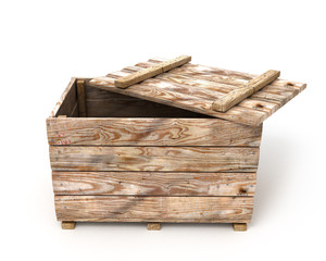 old wooden box isolated on white background