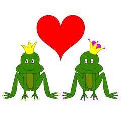 two loving frogs
