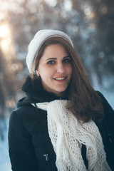 Winter portrait of beautiful young woman
