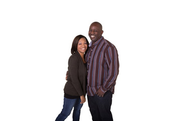 A middle aged couple enjoying each other and interacting