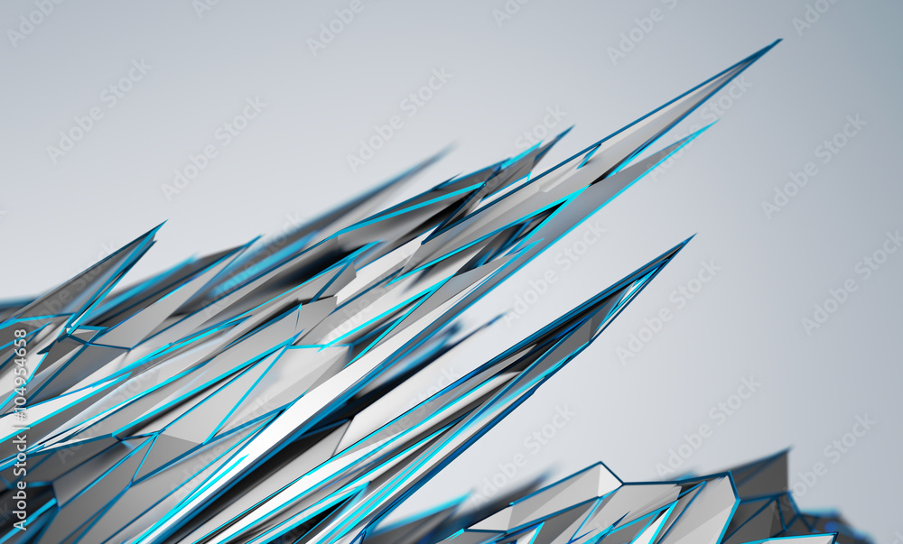Poster abstract 3d rendering of chaotic surface. background with futuristic polygonal shape. noisy low poly