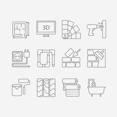 Interor desig icons isolated