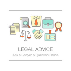 Concept of title site page or banner for legal advice.