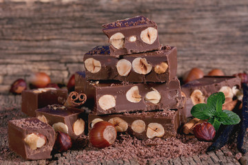 Chocolate with hazelnuts