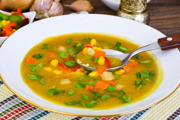 Pumpkin-Carrot Soup with Mexican Vegetable Mix