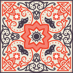 Talavera tile. Vibrant Mexican seamless pattern,