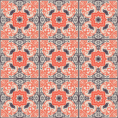 Talavera tile. Vibrant Mexican seamless pattern,