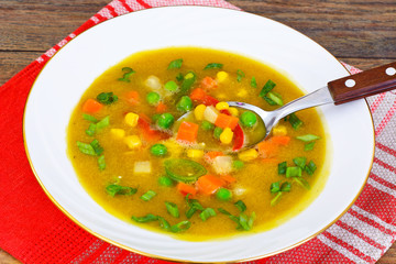 Pumpkin-Carrot Soup with Mexican Vegetable Mix