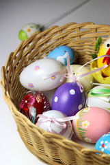 Mix of multicolored vivid Easter eggs