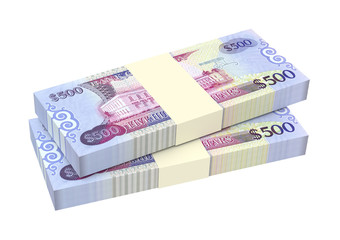 Guyanese dollars bills isolated on white background. Computer generated 3D photo rendering.