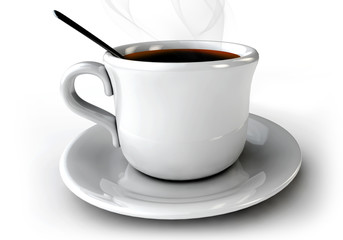 3d Coffee Cap on the table on a wihte background