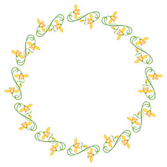 Round frame with yellow flowers