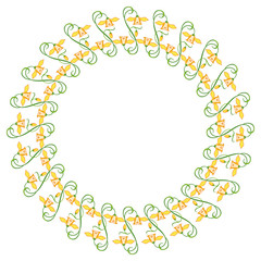 Round frame with yellow flowers