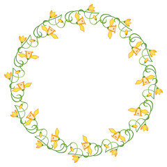Round frame with yellow flowers