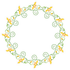 Round frame with yellow flowers