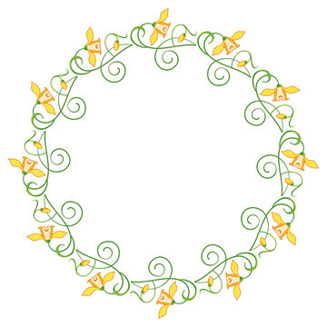 Round frame with yellow flowers