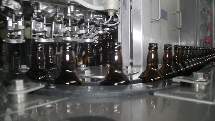 Technological Line For Bottling Of Beer In Brewery.