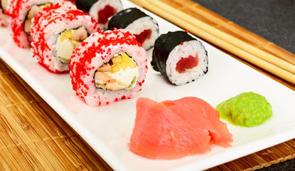 Sushi Florida and California Isolated on White Background.