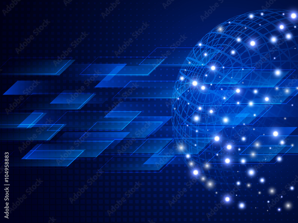Aufkleber abstract digital technology background with globe. vector template design