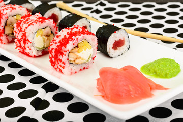 Sushi Florida and California Isolated on White Background.