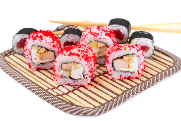 Sushi Florida and California Isolated on White Background.