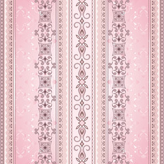 Vintage seamless pink brown border.