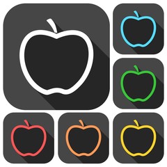 Apple icons set with long shadow