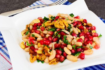 White Beans with Pomegranates, Walnuts, Olive Oil, Lemon Juice