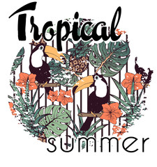 Tropical print with slogan in vector