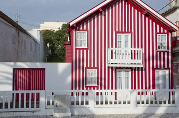 Typical houses of Costa Nova, Aveiro, Portugal.